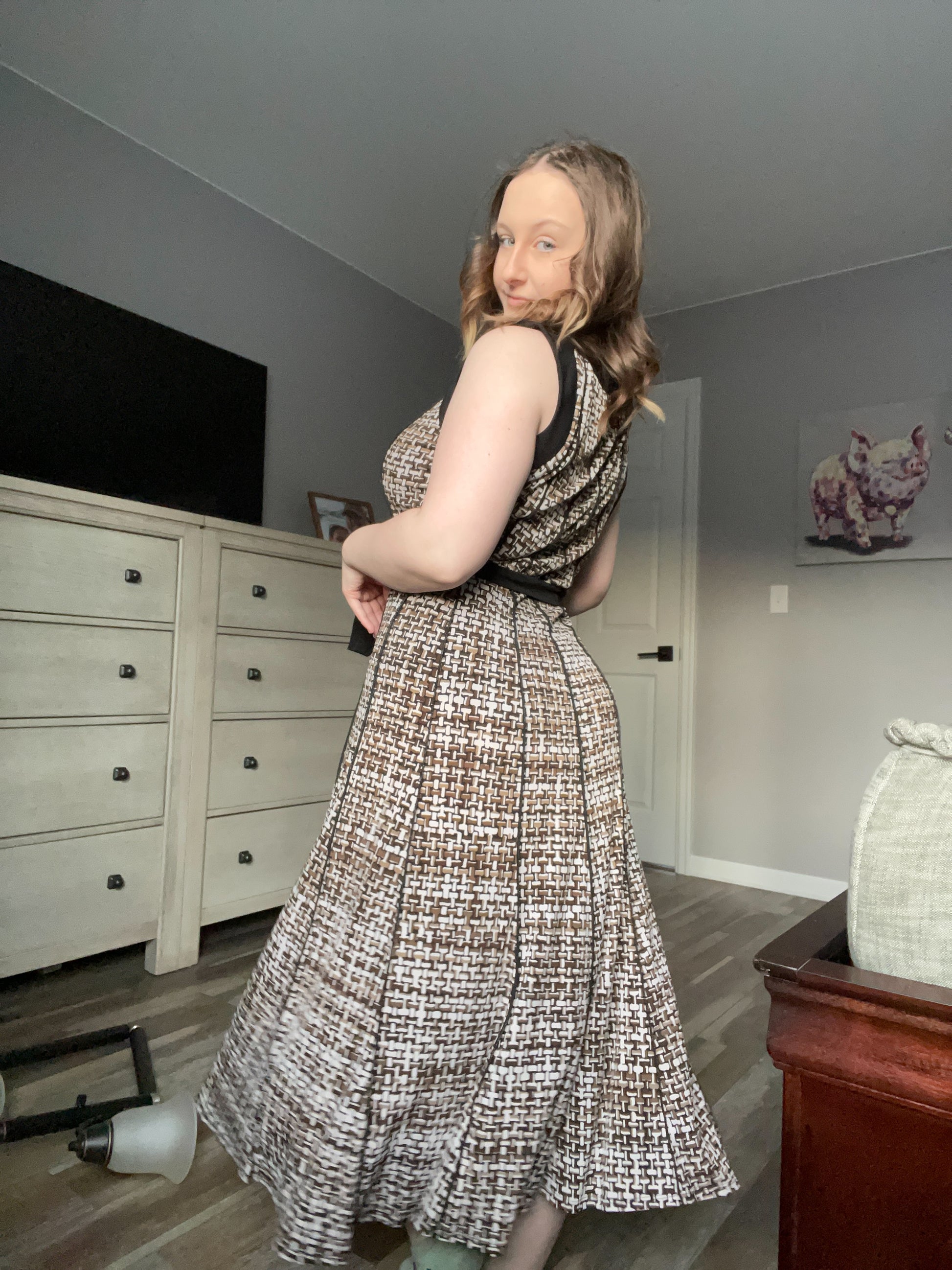 Black Sleeveless Houndstooth Dress | From the Rack | Grace Thrifts