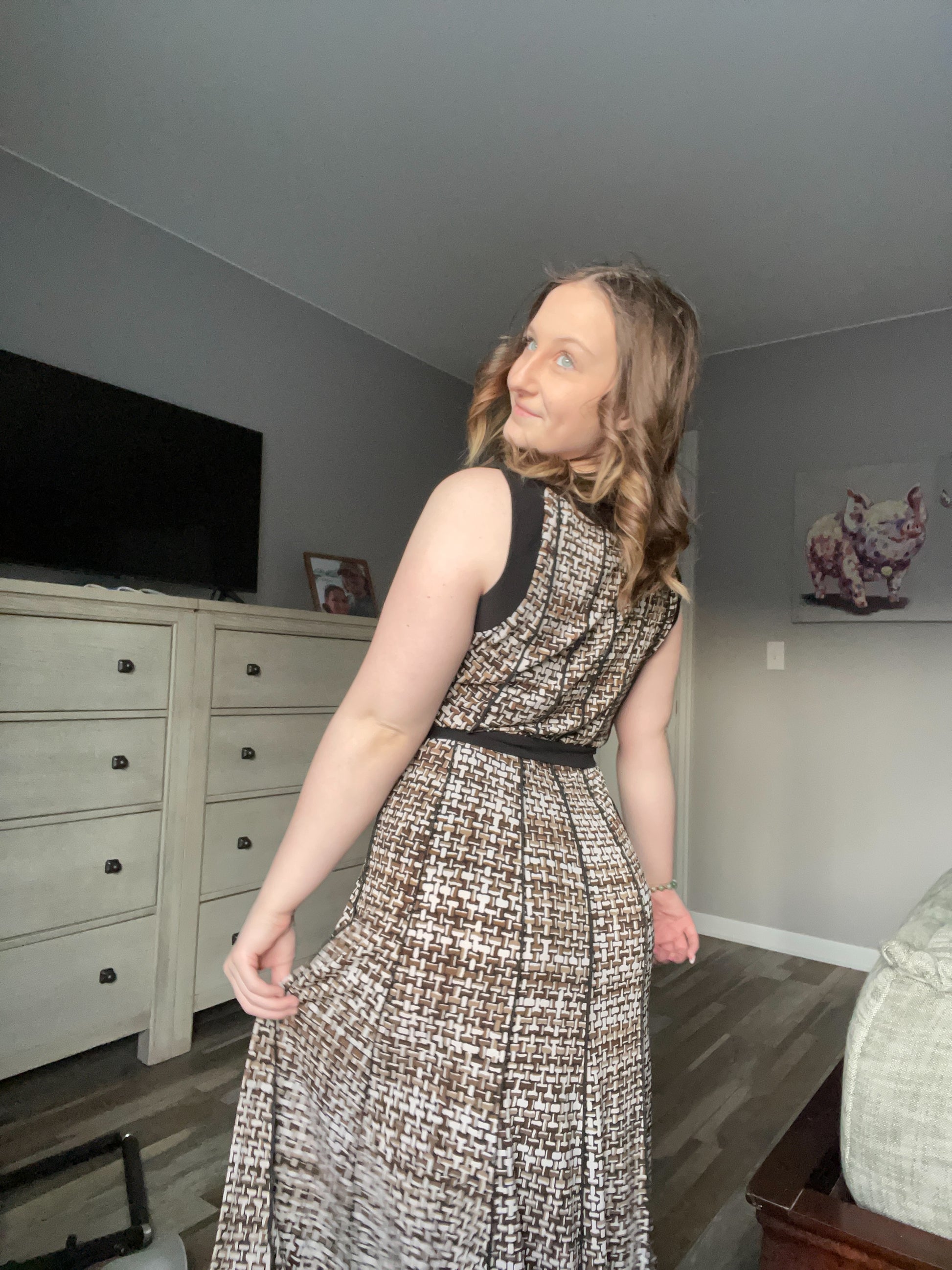 Black Sleeveless Houndstooth Dress | From the Rack | Grace Thrifts