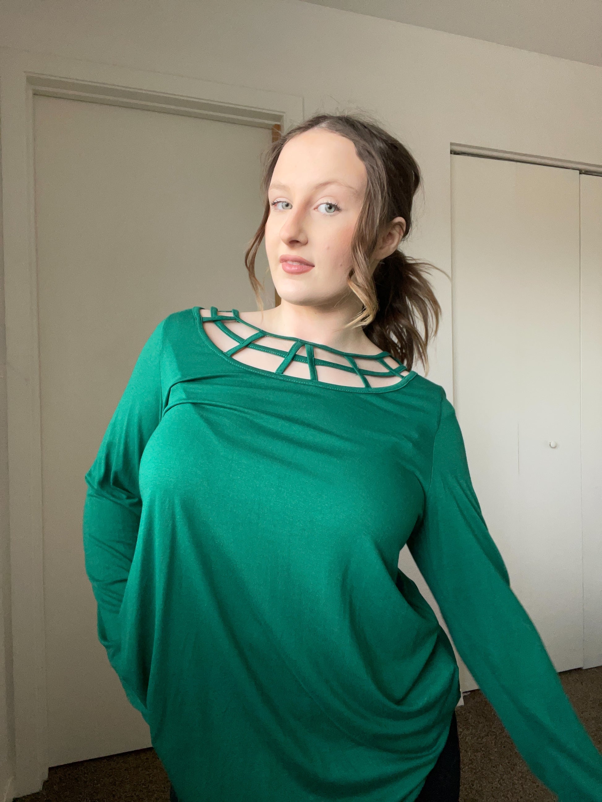 Green Cutout Top | From the Rack | Grace Thrifts