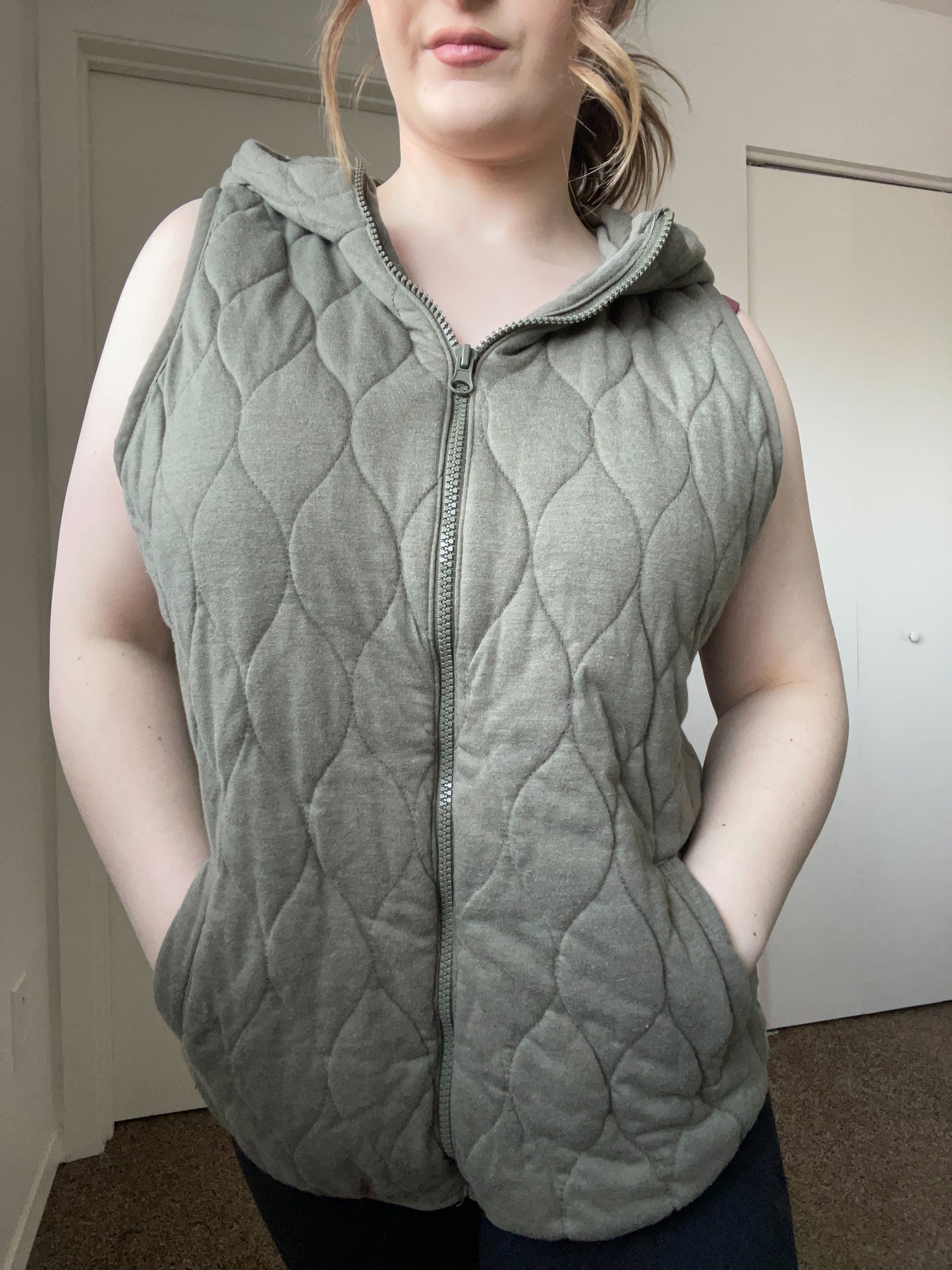Sage Quilted Zip Up Vest | From the Rack | Grace Thrifts