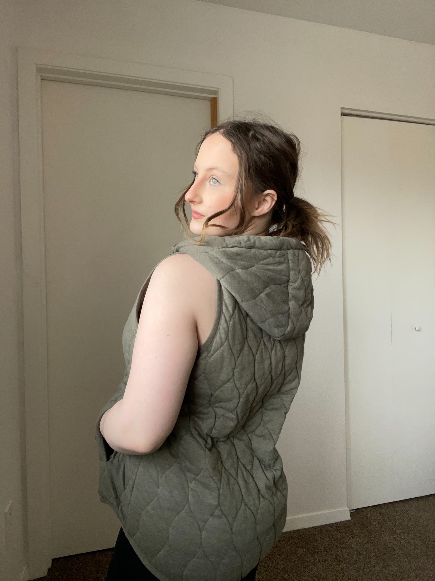 Sage Quilted Zip Up Vest | From the Rack | Grace Thrifts
