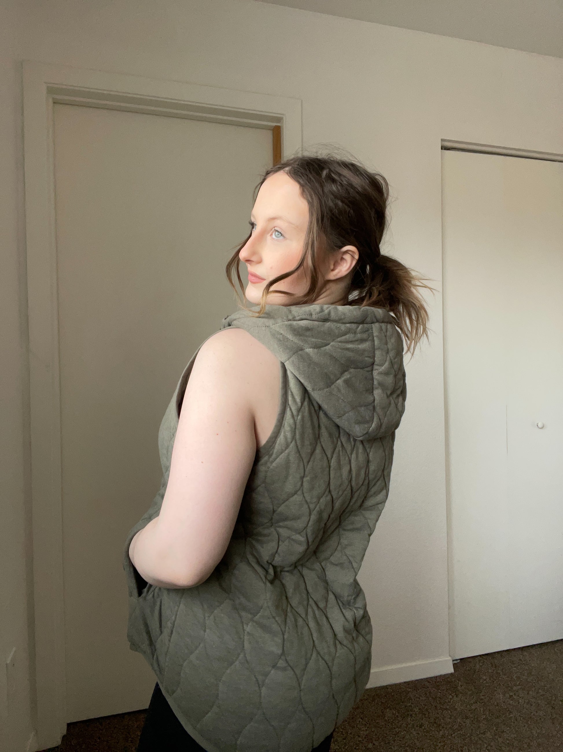 Sage Quilted Zip Up Vest | From the Rack | Grace Thrifts