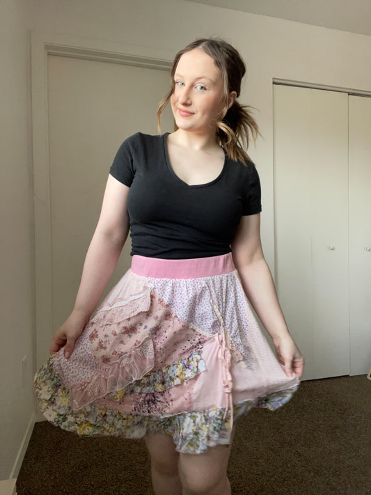 Pink Patchwork Mini Skirt | From the Rack | Grace Thrifts