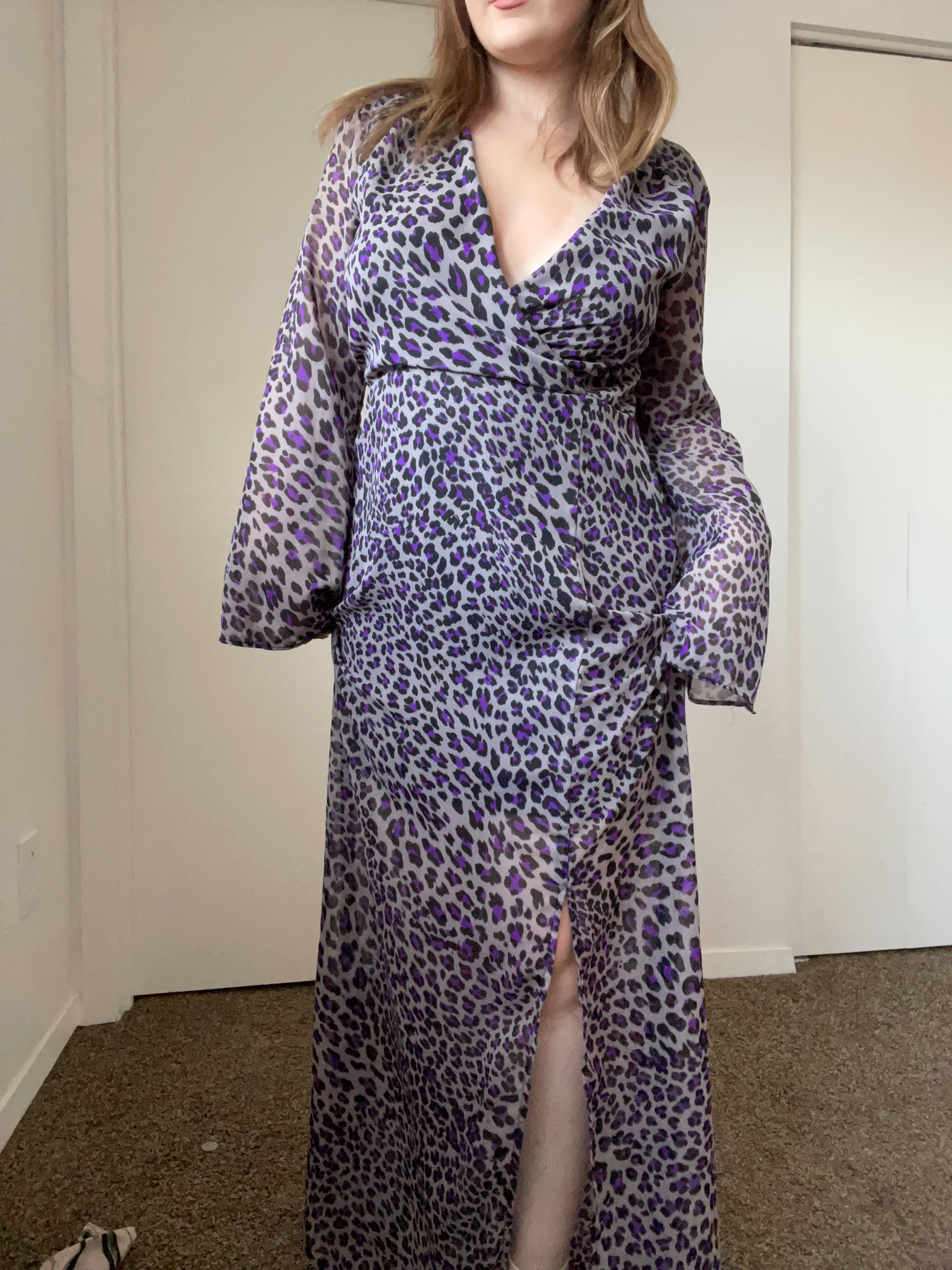 Purple Cheetah Maxi Dress | From the Rack | Grace Thrifts 
