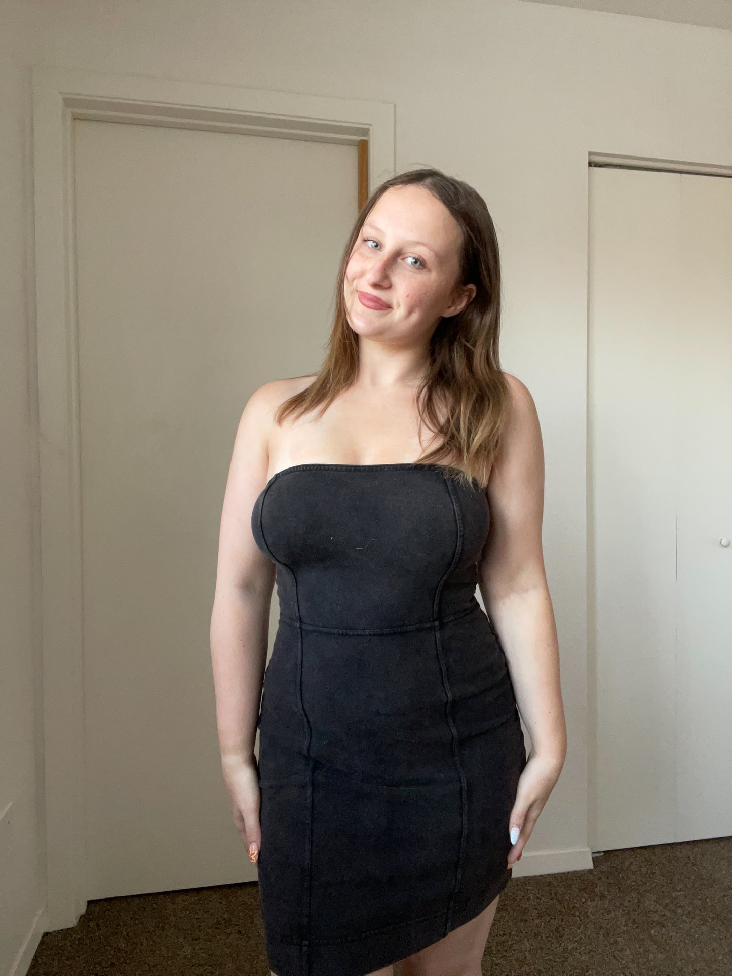 Strapless Black Mini Dress | From the Rack | Grace Thrifts