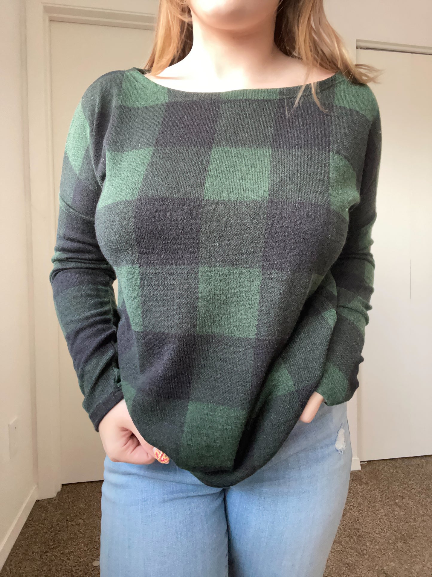 Green Gingham Long Sleeve | From the Rack | Grace Thrifts 