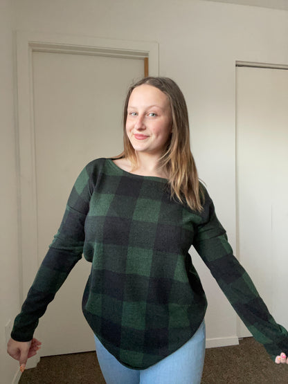 Green Gingham Long Sleeve | From the Rack | Grace Thrifts 