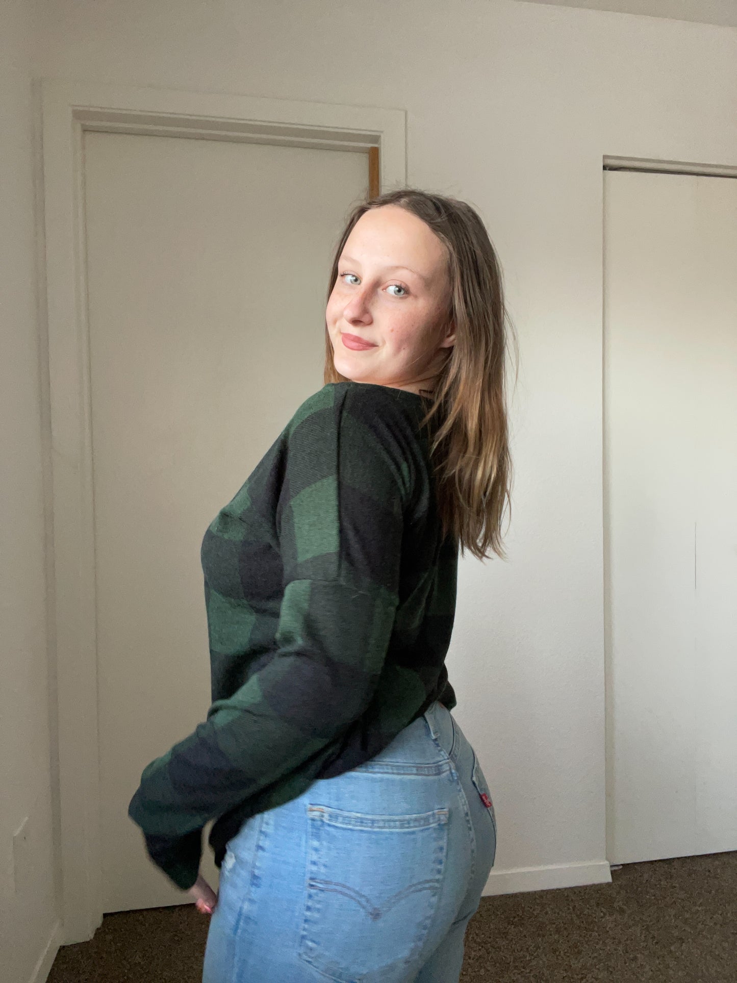 Green Gingham Long Sleeve | From the Rack | Grace Thrifts 