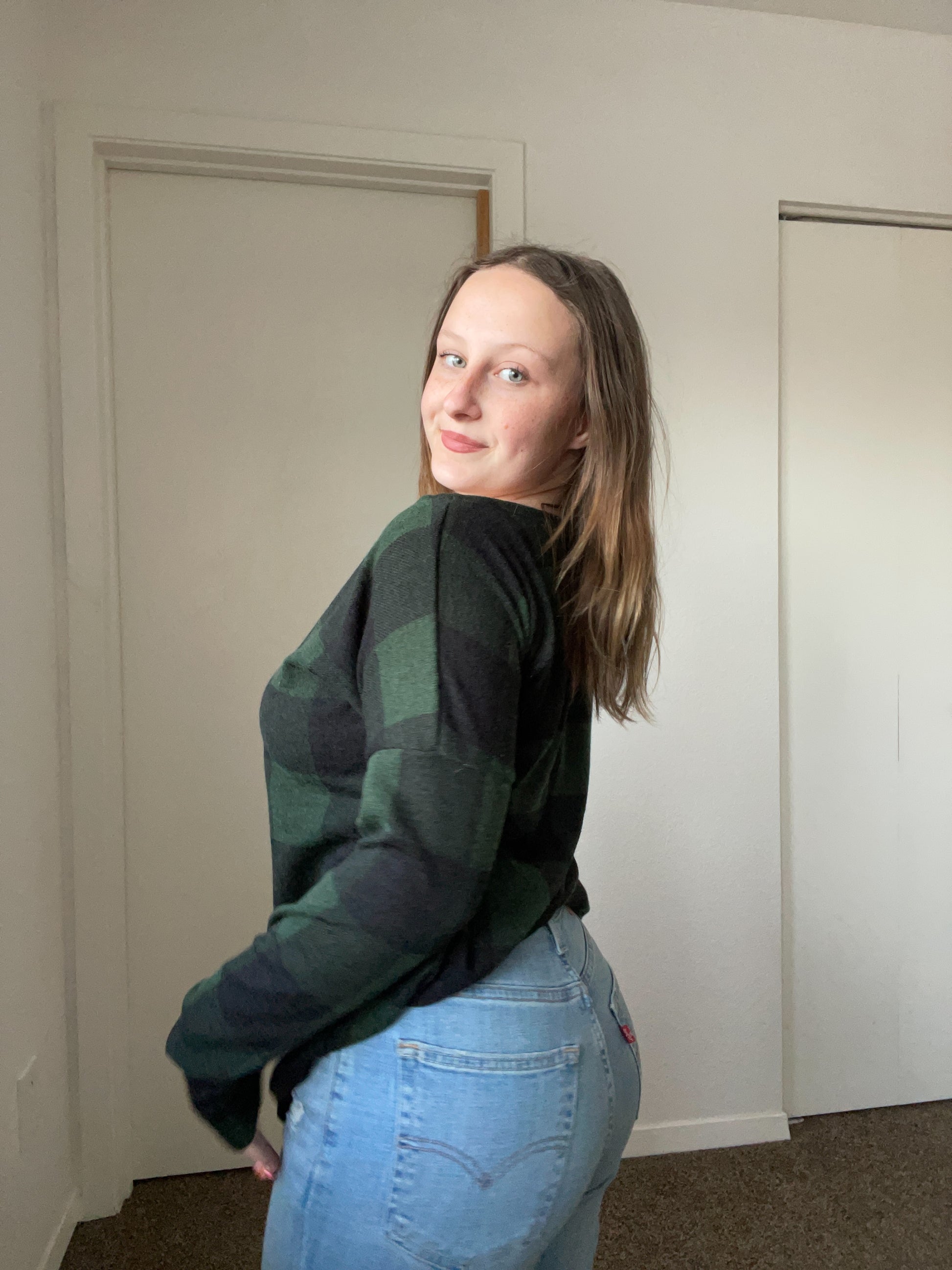 Green Gingham Long Sleeve | From the Rack | Grace Thrifts 