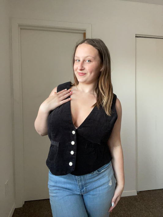Black Corduroy Vest | From the Rack | Grace Thrifts