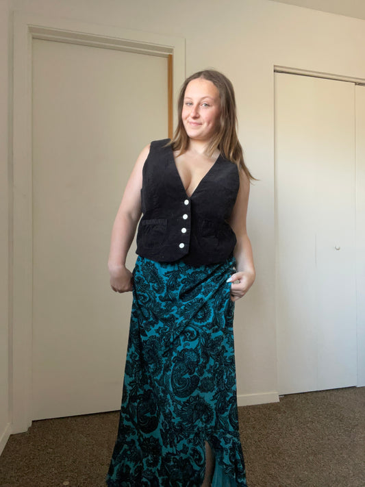 Turquoise Paisley Ruffle Skirt | From the Rack | Grace Thrifts