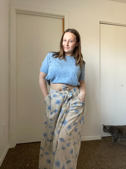 Gingham Daisy Wrap Skirt | From the Rack | Grace Thrifts