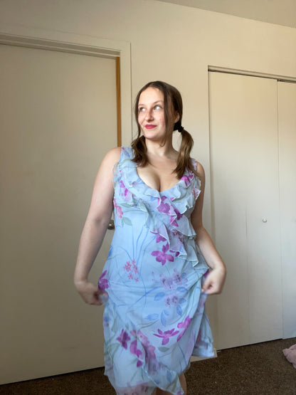 Periwinkle Floral Mini Dress | From the Rack | Grace Thrifts