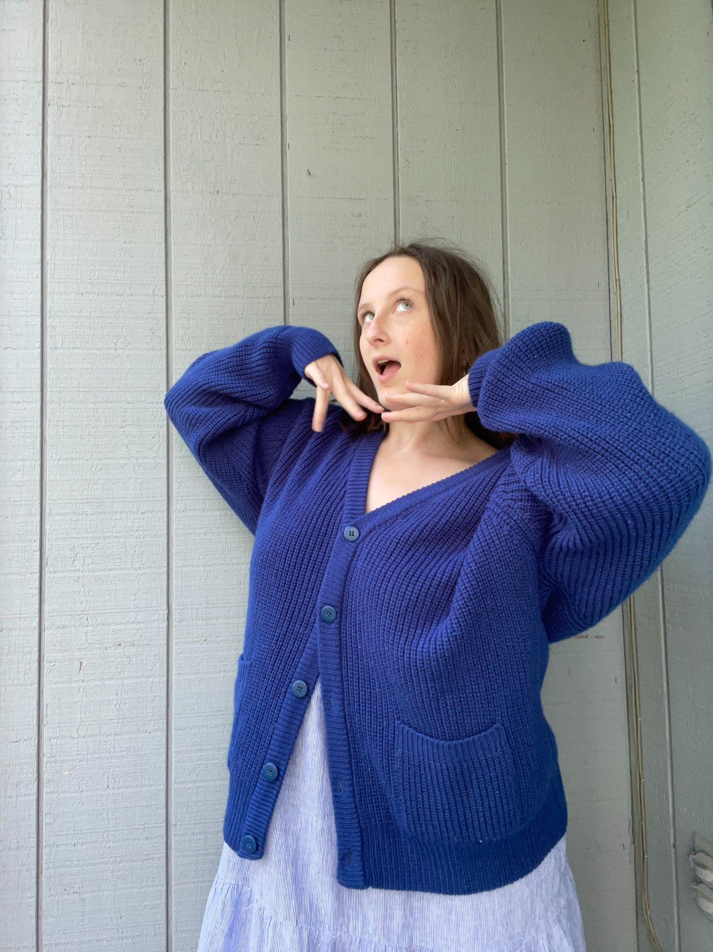 Royal Blue Knit Cardigan | From the Rack | Grace Thrifts