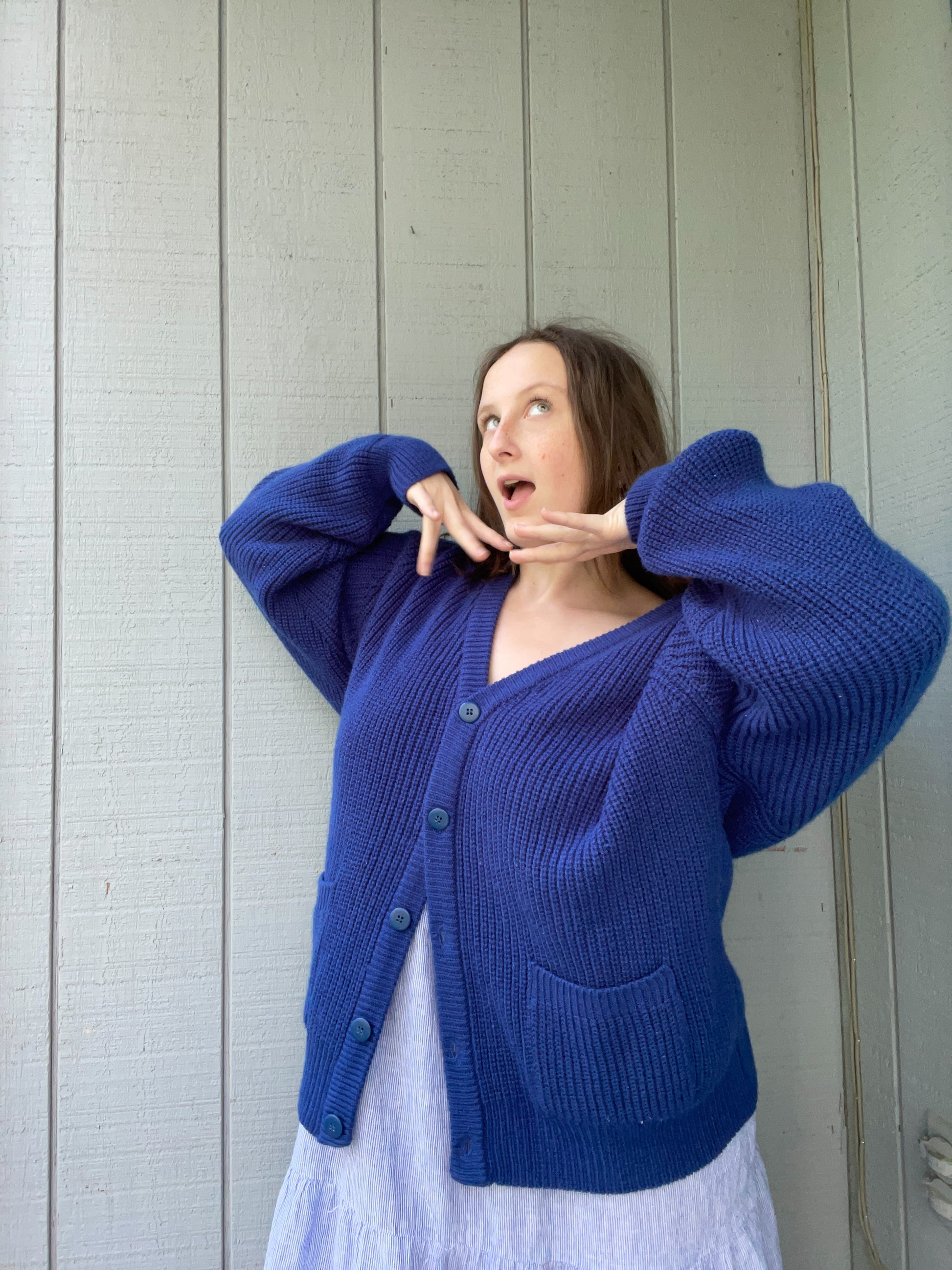 Royal Blue Knit Cardigan | From the Rack | Grace Thrifts