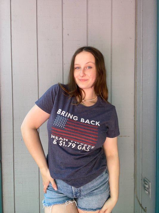 Mean Tweets & Cheap Gas Graphic Tee | From the Rack | Grace Thrifts