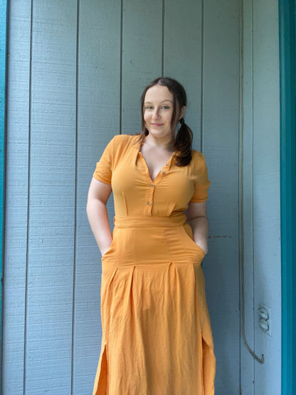 Apricot Button Up Dress | From the Rack | Grace Thrifts

