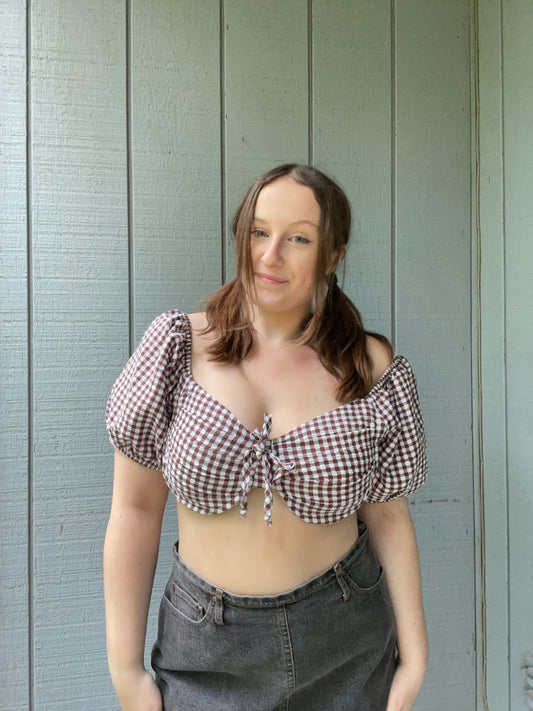 Brown Gingham Crop Top | From the Rack | Grace Thrifts