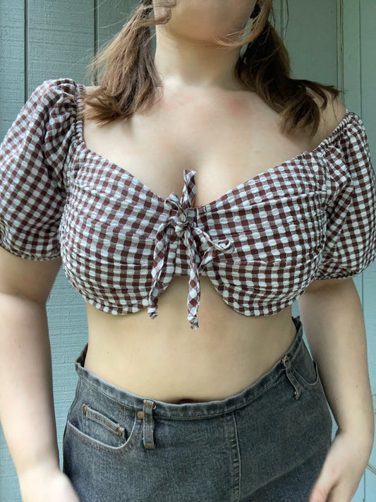Brown Gingham Crop Top | From the Rack | Grace Thrifts