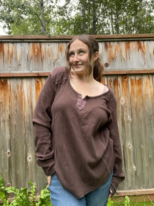 Brown Lace Patchwork Top | From the Rack | Grace Thrifts 