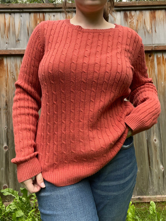 Pumpkin Spice Cable Knit Sweater | From the Rack | Grace Thrifts