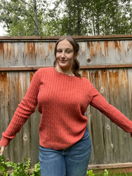 Pumpkin Spice Cable Knit Sweater | From the Rack | Grace Thrifts