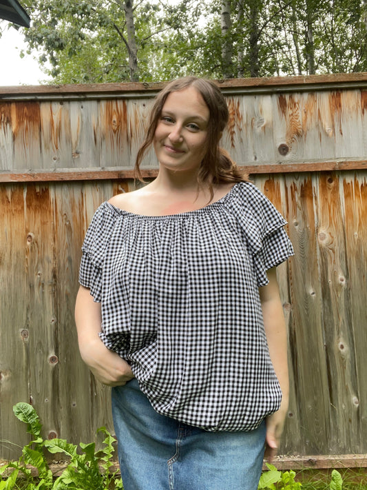 B&W Gingham Blouse | From the Rack | Grace Thrifts