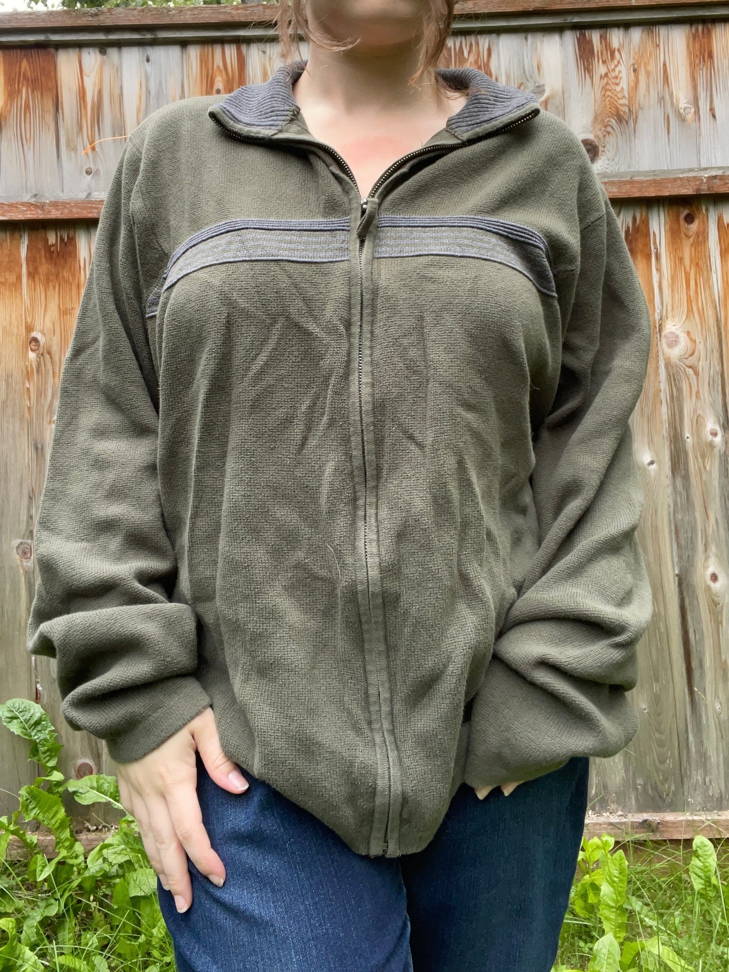 Green Zip Up Sweater | From the Rack | Grace Thrifts