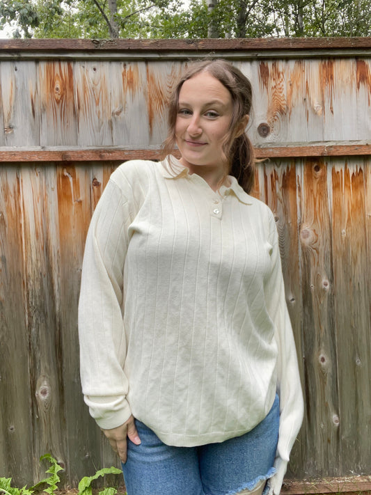 Cream Ribbed Long Sleeve Top | From the Rack | Grace Thrifts