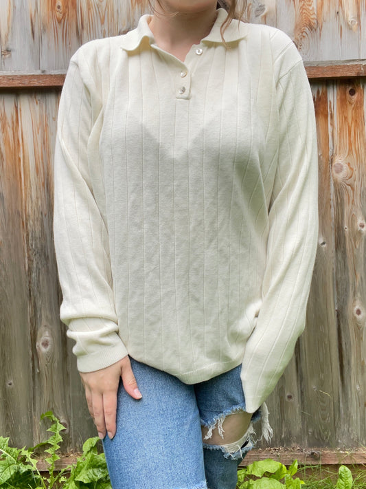 Cream Ribbed Long Sleeve Top | From the Rack | Grace Thrifts