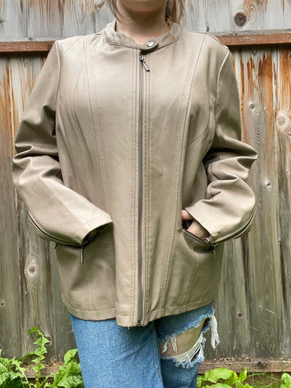Brown Faux Leather Jacket | From the Rack | Grace Thrifts