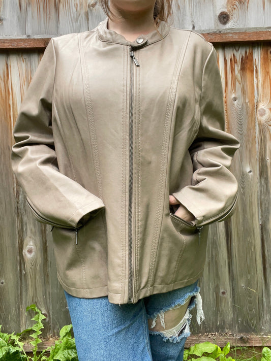 Brown Faux Leather Jacket | From the Rack | Grace Thrifts