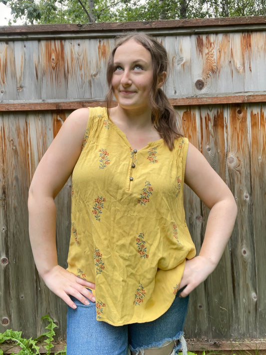 Yellow Floral Tank Top | From the Rack | Grace Thrifts