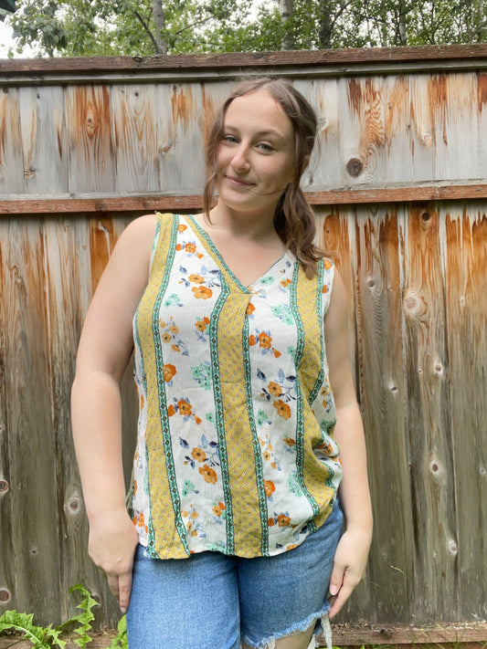 Boho Floral Striped Tank Top | From the Rack | Grace Thrifts