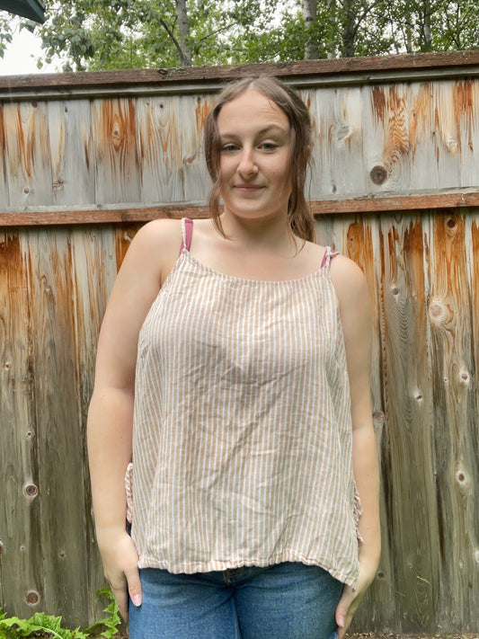 Beige Striped Tank Top | From the Rack | Grace Thrifts