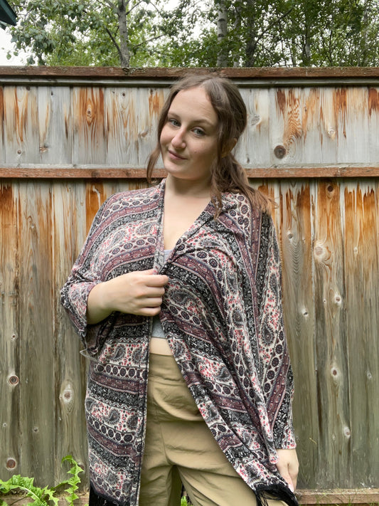 Navy Fringe & Paisley Kimono | From the Rack | Grace Thrifts