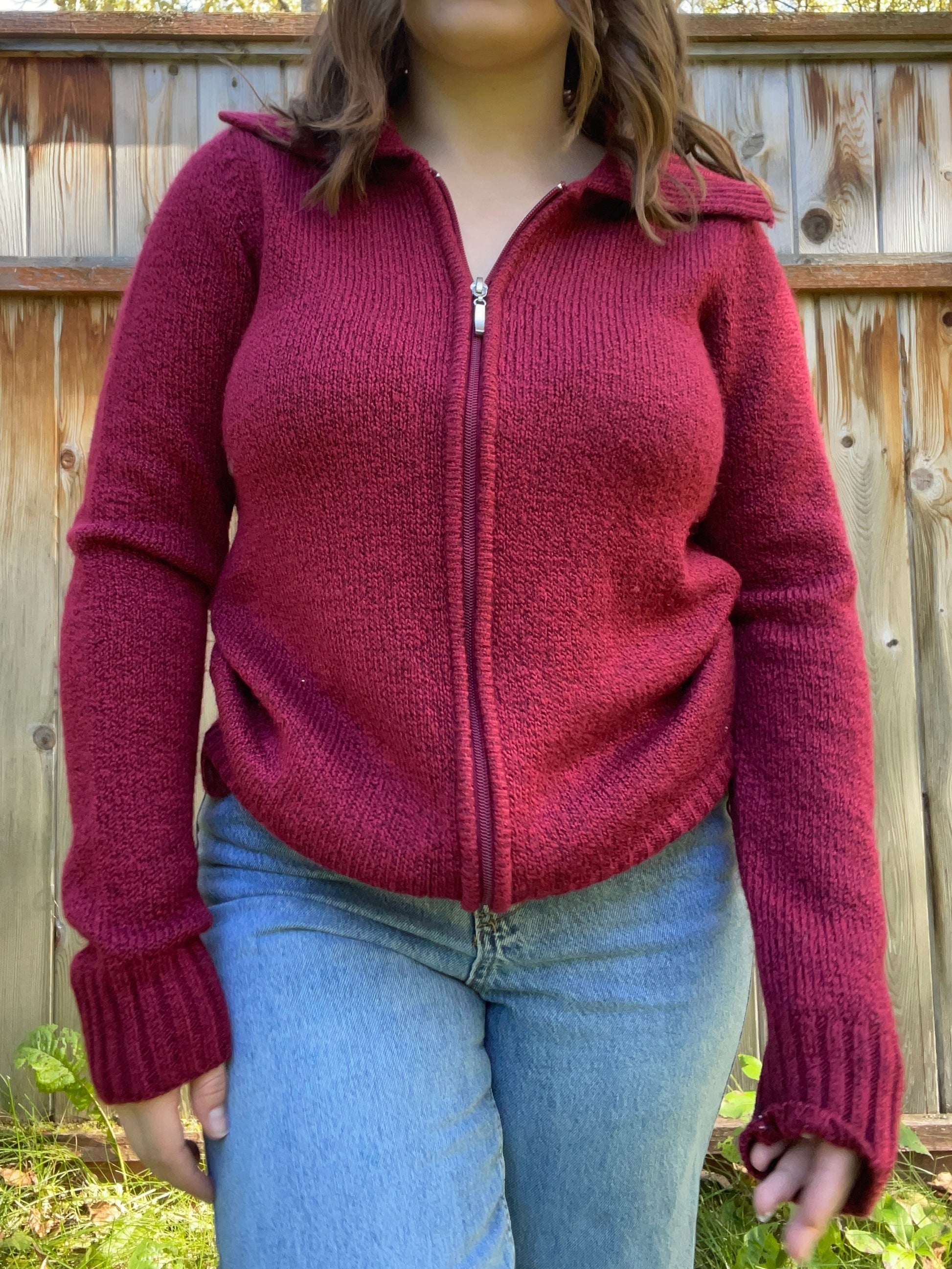 Red Knit Quarter Zip | From the Rack | Grace Thrifts