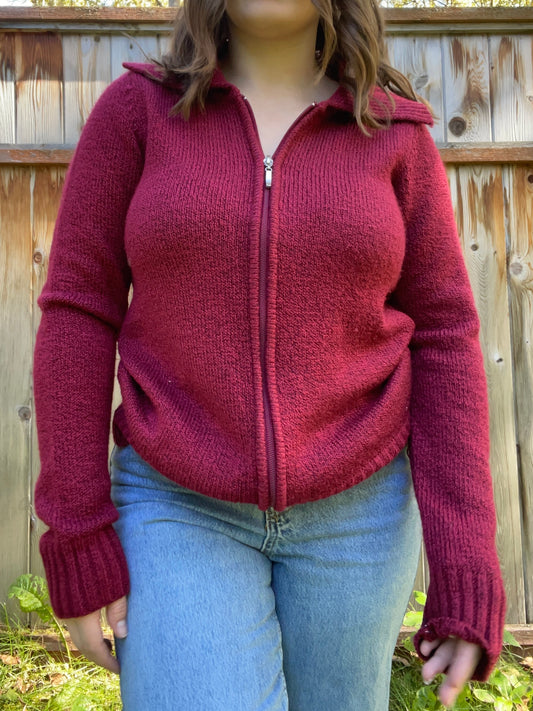 Red Knit Quarter Zip | From the Rack | Grace Thrifts