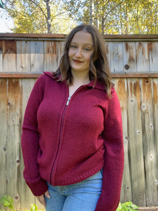 Red Knit Quarter Zip
