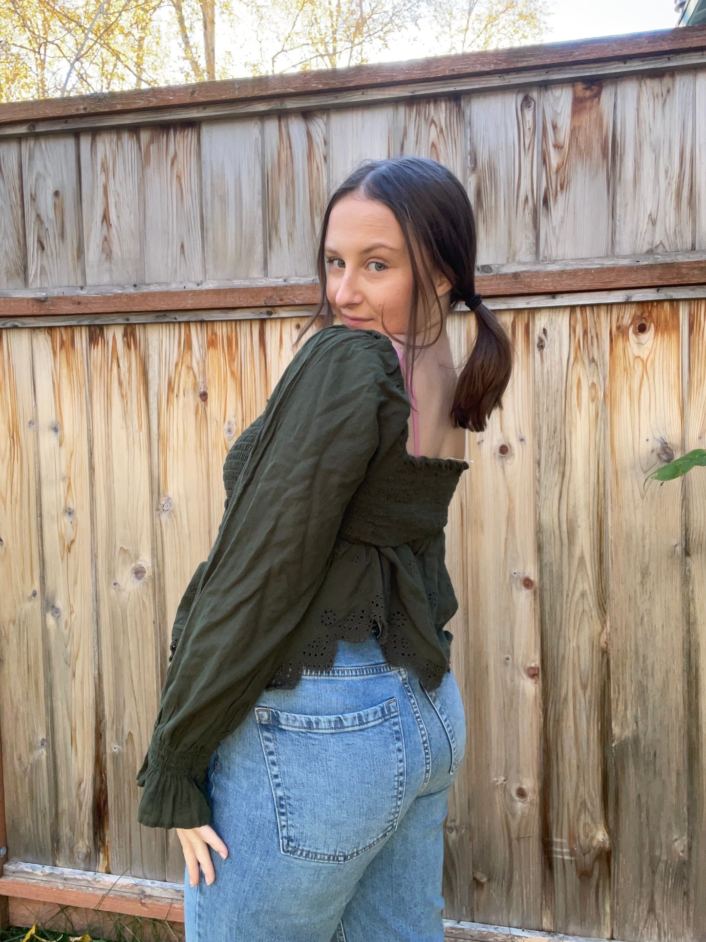 Sage Eyelet Crop Top | From the Rack | Grace Thrifts