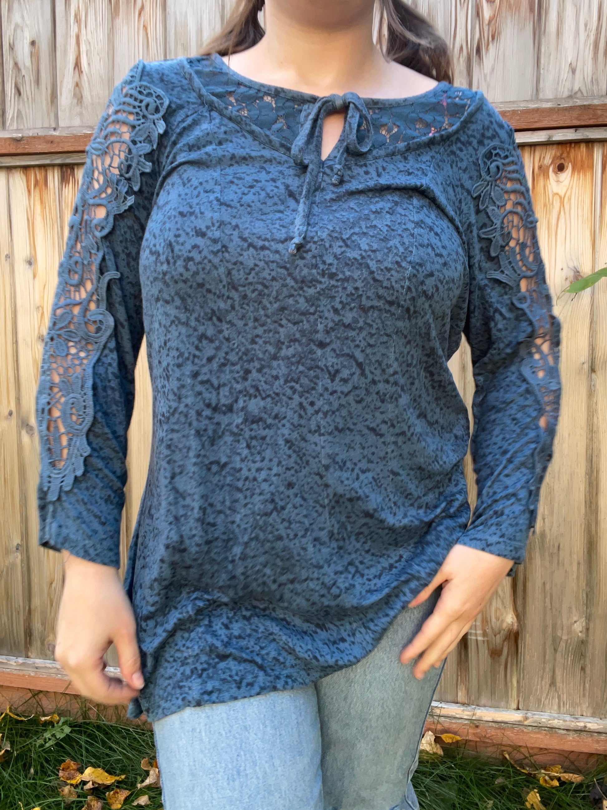 Turquoise Eyelet Long Sleeve | From the Rack | Grace Thrifts