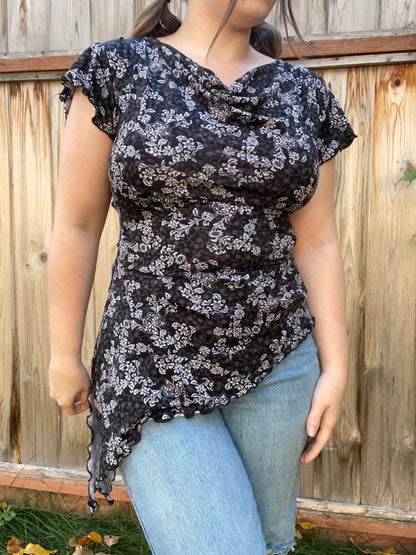 B&W Cowl Neck Top | From the Rack | Grace Thrifts