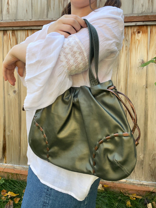 Green Drawstring Slouch Bag | From the Rack | Grace Thrifts