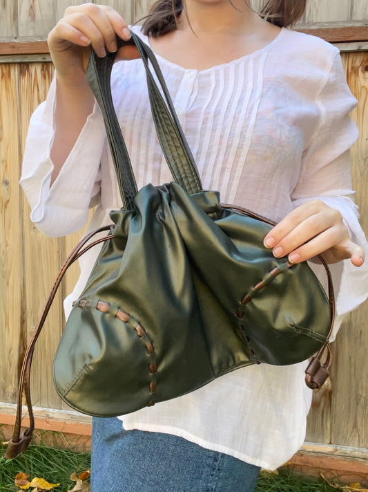 Green Drawstring Slouch Bag | From the Rack | Grace Thrifts