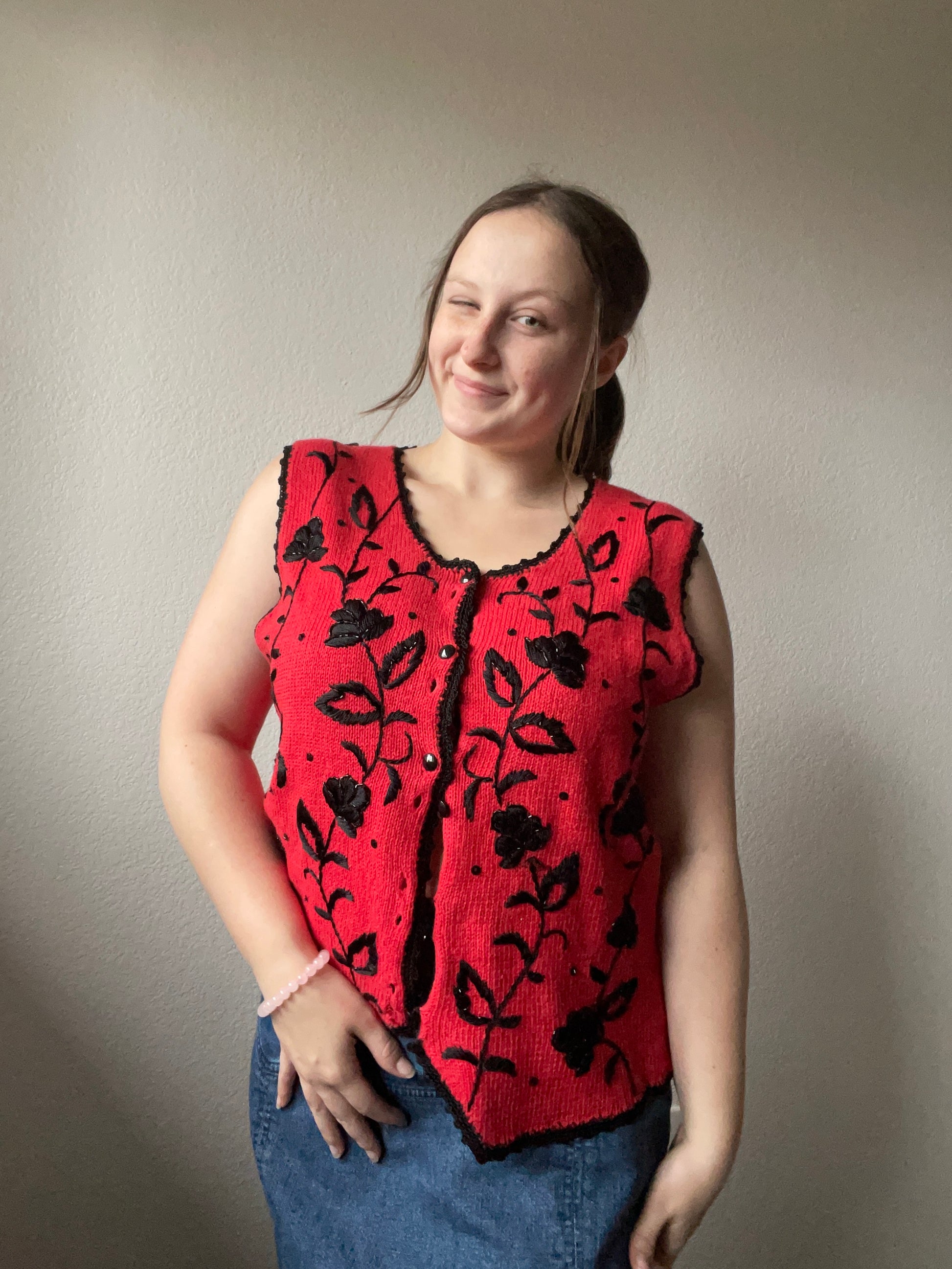Vintage Floral Beaded Vest | From the Rack | Grace Thrifts