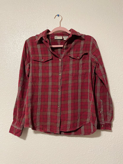 Red Honeycrisp Button Up Flannel | From the Rack | Curated Secondhand Styles | Grace Thrifts | Wasilla, AK