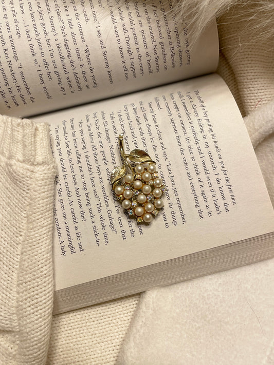 Vintage Crown Tirfari Pearl Grape Brooch | Grace Thrifts