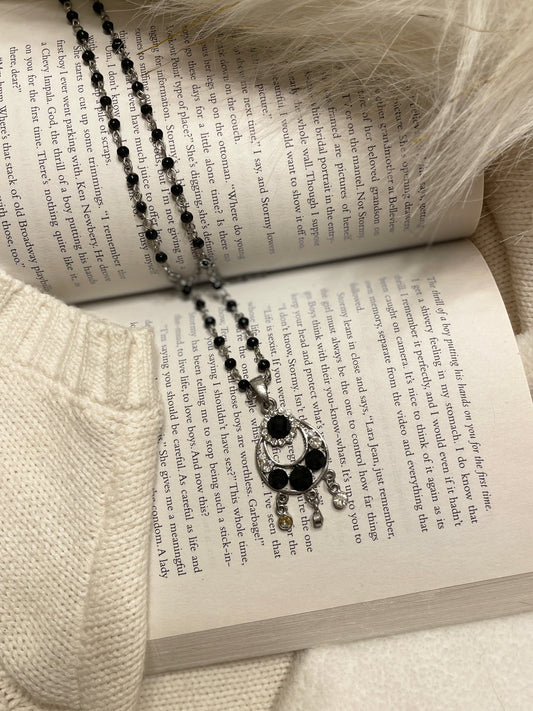 Black & Crystal Moon Necklace | From the Rack | Grace Thrifts