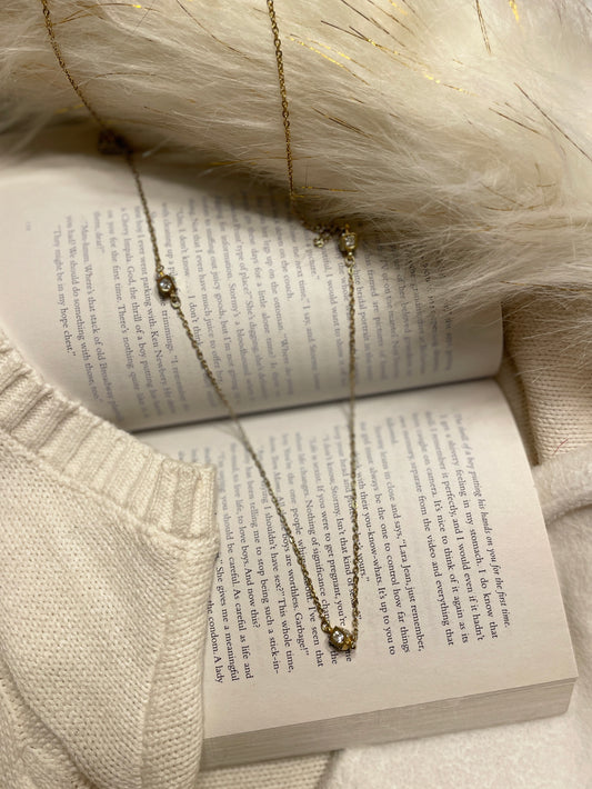Golden Square Crystal Charm Necklace | From the Rack | Grace Thrifts