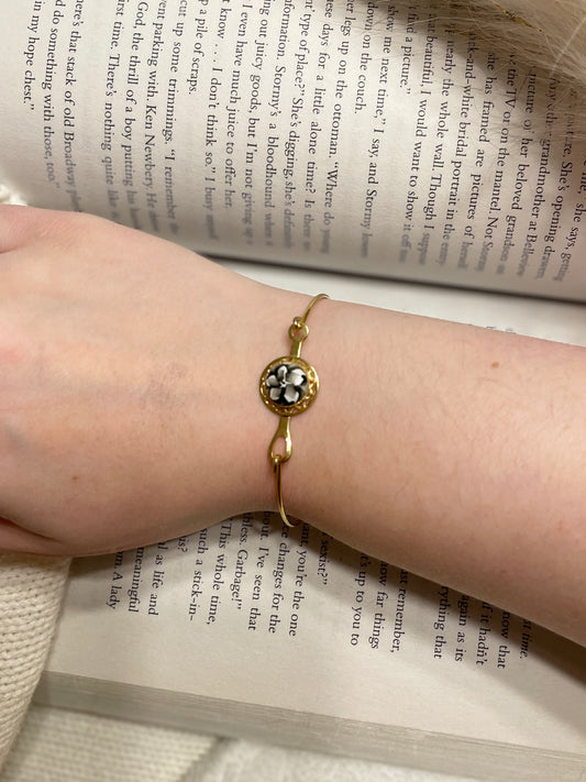 White Floral Bangle Bracelet | From the Rack | Grace Thrifts